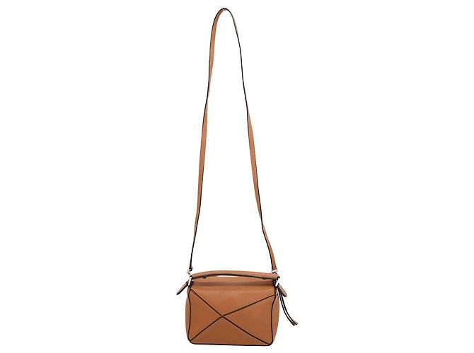 Sac Mini Puzzle Loewe en cuir de veau tan Marron - vue 3