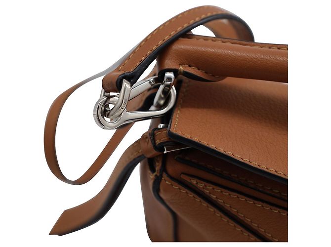 Sac Mini Puzzle Loewe en cuir de veau tan Marron - vue 7