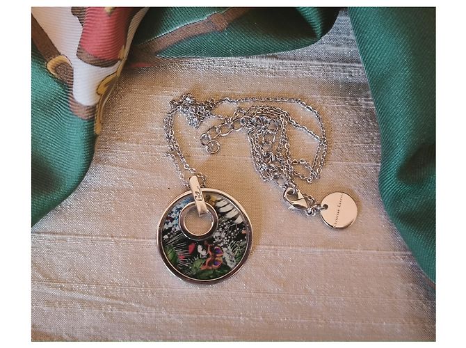 Christian Lacroix Silberkette mit farbigem Emaille Anhänger Mehrfarben - Ansicht 4