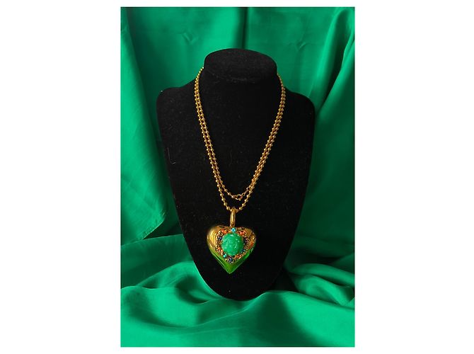 Autre Marque Sautoir Rossi Paris Pendente a Cuore Placcato Oro Vetro Multicolore D'oro - vista 3