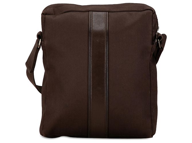 Bolsa mensageiro Acapulco em lona marrom Hermès Castanho escuro - vista 3