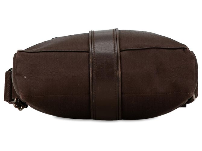 Bolsa mensageiro Acapulco em lona marrom Hermès Castanho escuro - vista 4