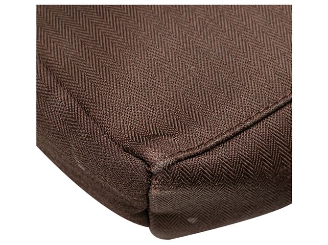 Bolsa mensageiro Acapulco em lona marrom Hermès Castanho escuro - vista 8
