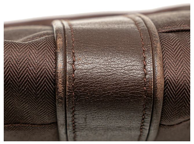 Bolsa mensageiro Acapulco em lona marrom Hermès Castanho escuro - vista 9