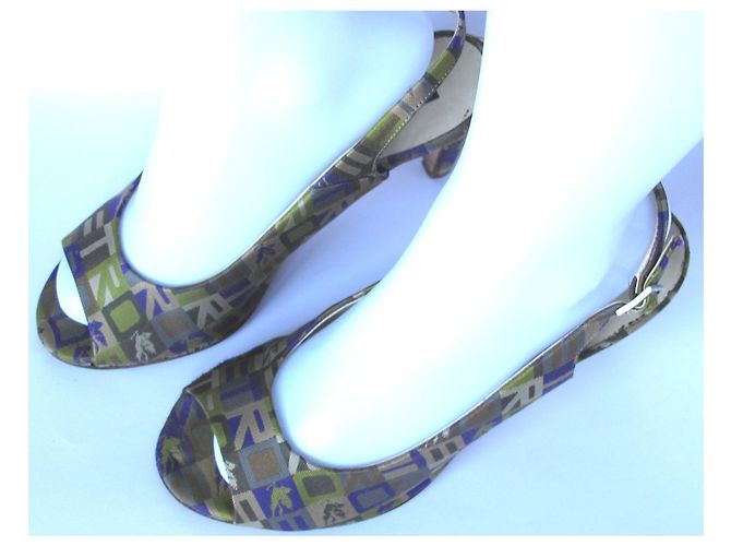 ETRO-Logo Stiletto-Absätze Beige Grau Hellgrün Dunkelviolett - Ansicht 3