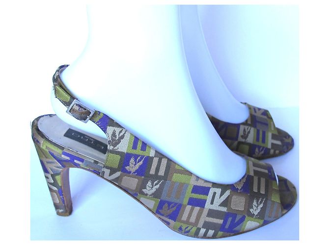 ETRO-Logo Stiletto-Absätze Beige Grau Hellgrün Dunkelviolett - Ansicht 4