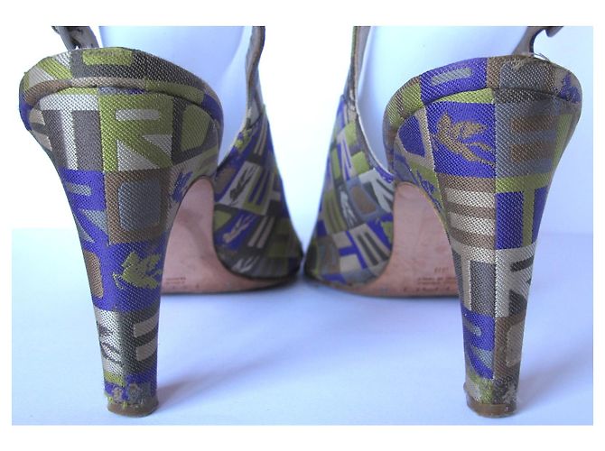 ETRO-Logo Stiletto-Absätze Beige Grau Hellgrün Dunkelviolett - Ansicht 6