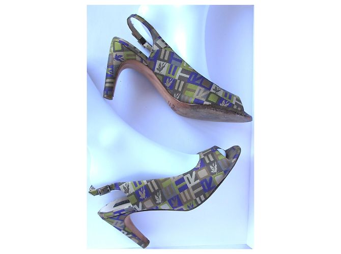 ETRO-Logo Stiletto-Absätze Beige Grau Hellgrün Dunkelviolett - Ansicht 7