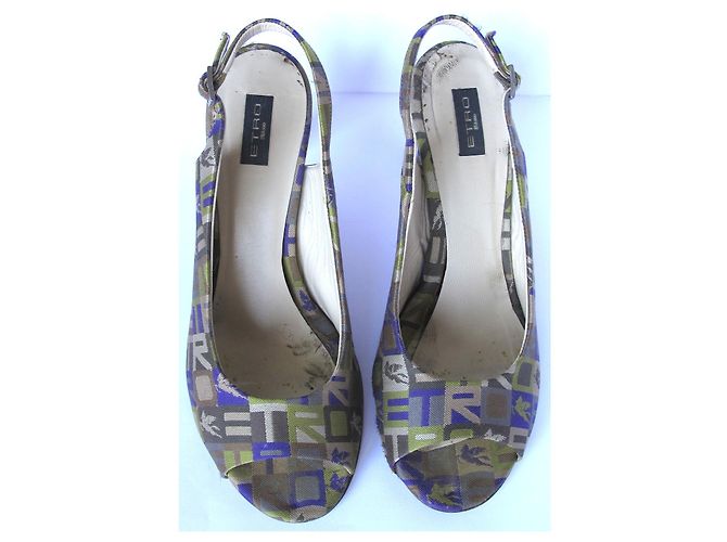 ETRO-Logo Stiletto-Absätze Beige Grau Hellgrün Dunkelviolett - Ansicht 8