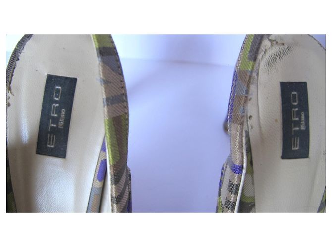 ETRO-Logo Stiletto-Absätze Beige Grau Hellgrün Dunkelviolett - Ansicht 9