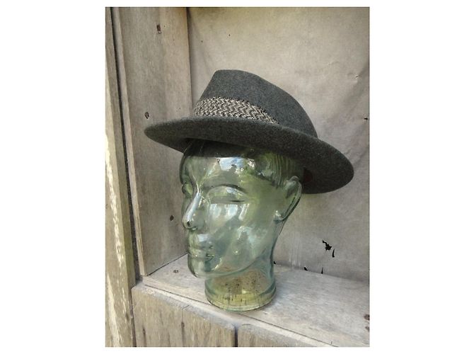 Autre Marque Pork Pie Hat Rabbit Felt Grey - view 2