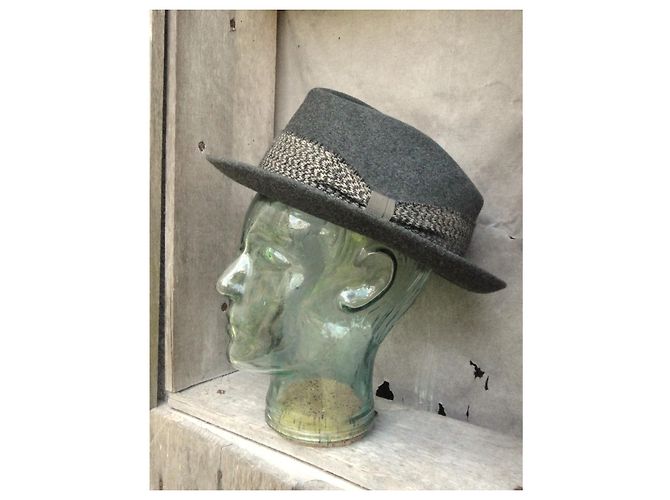 Autre Marque Pork Pie Hat Rabbit Felt Grey - view 6