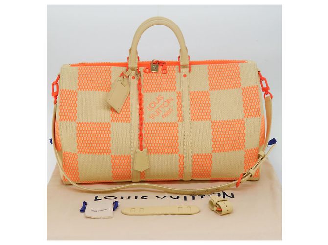 LOUIS VUITTON Borsa Keepall Bandoulière 50 Damier Giant Beige M57419 Auth 78074S - vista 12