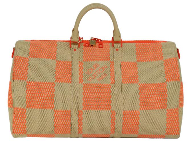 LOUIS VUITTON Borsa Keepall Bandoulière 50 Damier Giant Beige M57419 Auth 78074S - vista 13