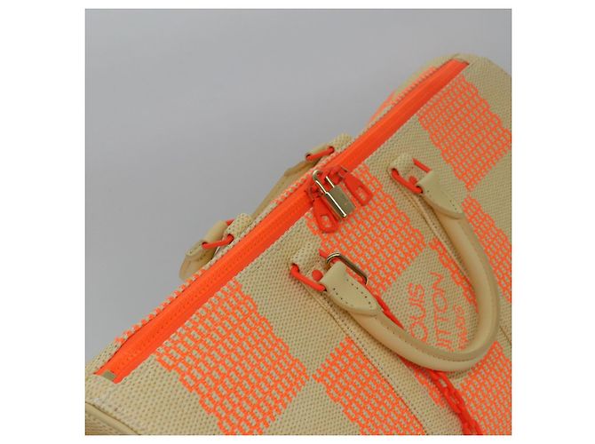 LOUIS VUITTON Borsa Keepall Bandoulière 50 Damier Giant Beige M57419 Auth 78074S - vista 6