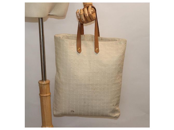 Hermès HERMES Amedaba GM Tote Bag Canvas Weiß Beige Auth yk13268 - Ansicht 21