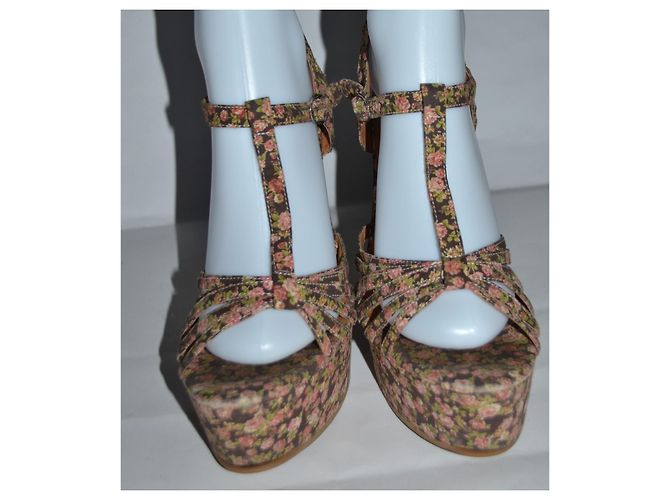 Sandálias de anabela com flores Jeffrey Campbell multicoloridas em tecido Tamanho 39 Multicor - vista 2