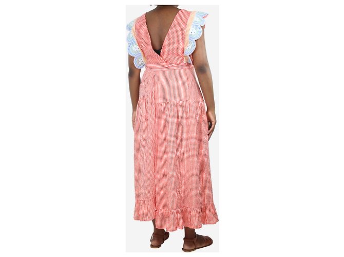 Stella Nova Vestido midi envolvente de cuadros rojos - talla UK 12 - vue 2