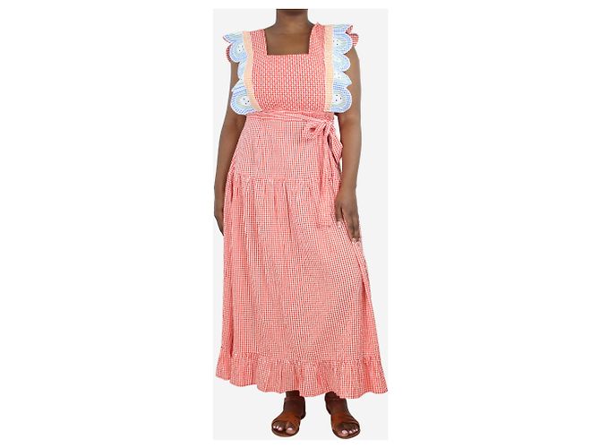 Stella Nova Vestido midi envolvente de cuadros rojos - talla UK 12 - vue 3