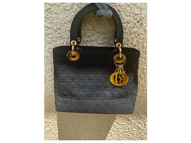 Borsa a mano Christian Dior Lady Dior Nera in Tela Nero - vista 2
