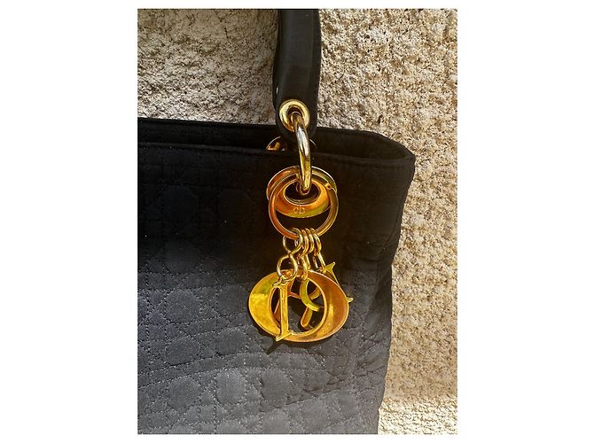 Borsa a mano Christian Dior Lady Dior Nera in Tela Nero - vista 4