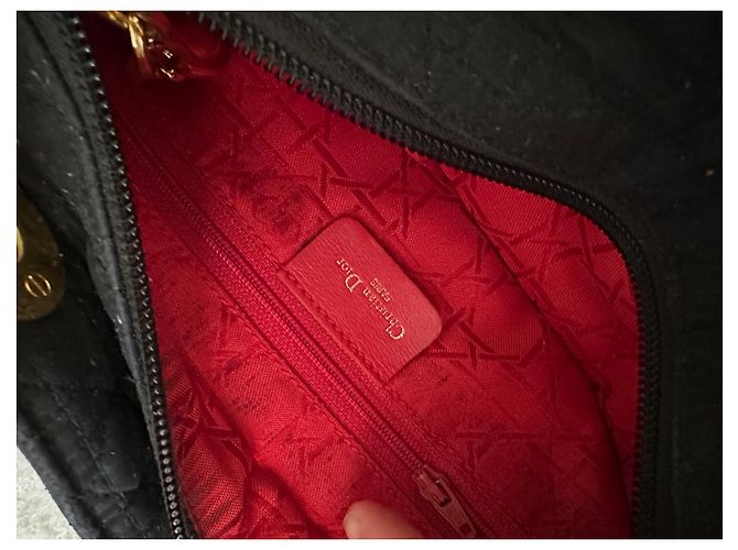 Borsa a mano Christian Dior Lady Dior Nera in Tela Nero - vista 7