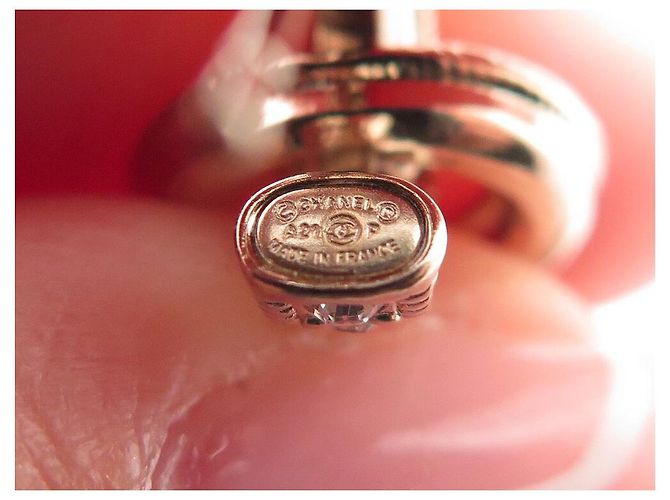 NOVE ORECCHINI PENDENTI CHANEL LOGO CC STRASS CUORE NUOVI ORECCHINI D'oro - vista 6