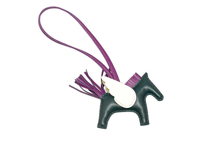 Hermès Charm per borsa Hermes Rodeo Pegasus PM in verde e viola Porpora - vista 2