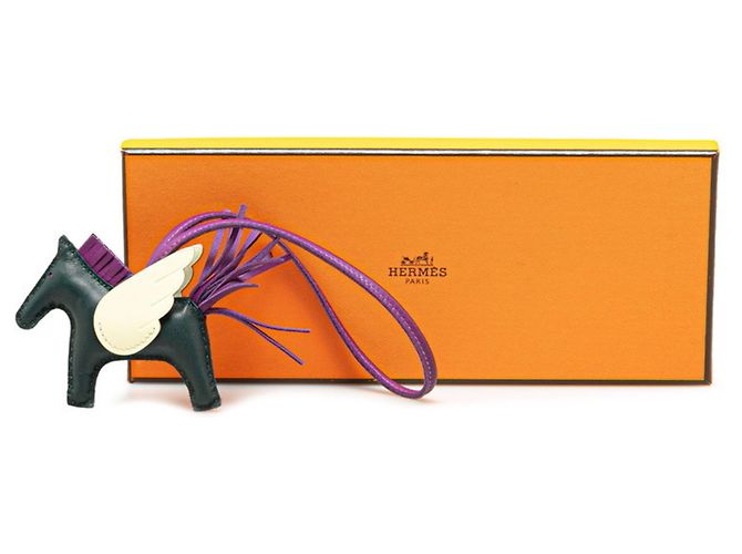 Hermès Charm per borsa Hermes Rodeo Pegasus PM in verde e viola Porpora - vista 7