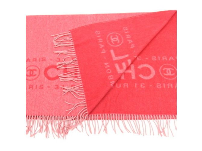 Timeless Chanel Cashmere Stole in Pink and Red - view 2
