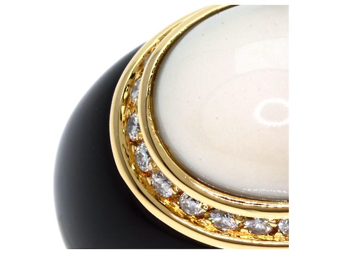Timeless Anello in oro giallo 18K con calcedonio bianco, onice e diamanti per donne Chanel - vista 8