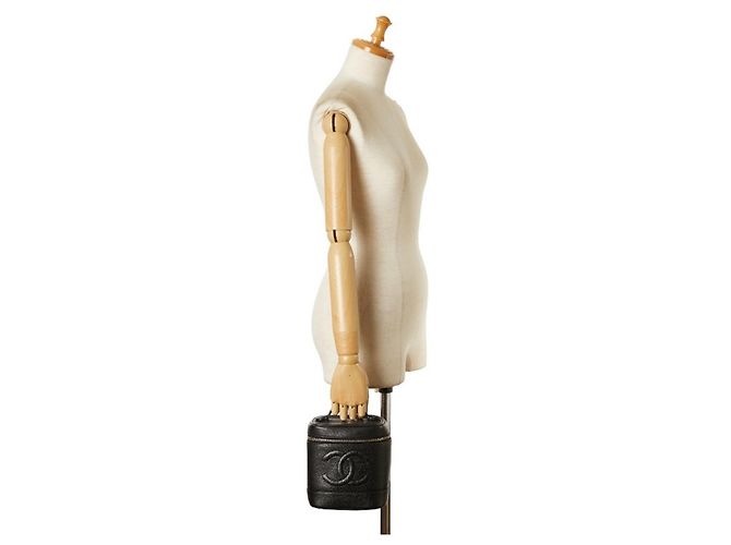 Borsa a mano Vanity in pelle caviar Chanel nera e oro Nero D'oro - vista 10