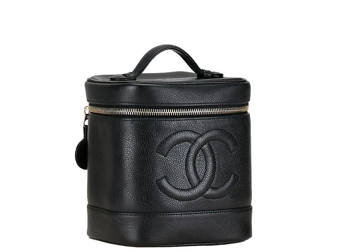 Borsa a mano Vanity in pelle caviar Chanel nera e oro Nero D'oro - vista 2