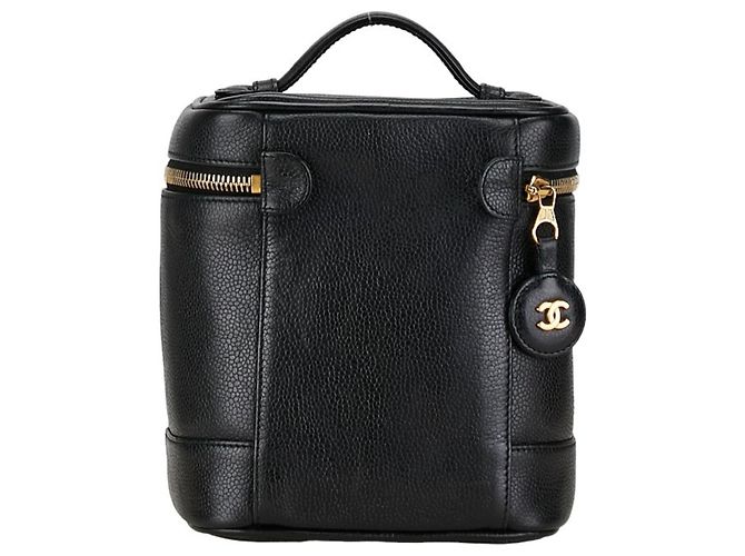 Borsa a mano Vanity in pelle caviar Chanel nera e oro Nero D'oro - vista 3