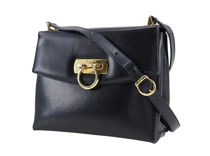 Borsa a spalla in pelle nera Gancini di Salvatore Ferragamo Nero - vista 2