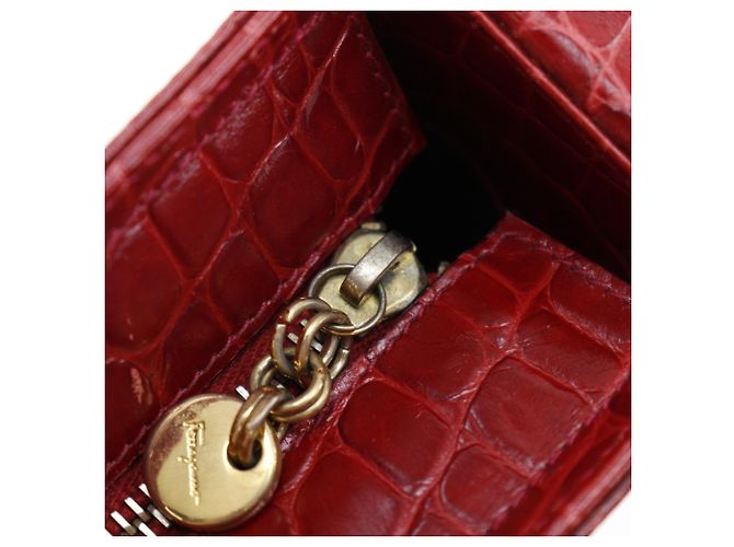 Borsa a Spalla Gancini Salvatore Ferragamo - Pelle Rossa Rosso - vista 12