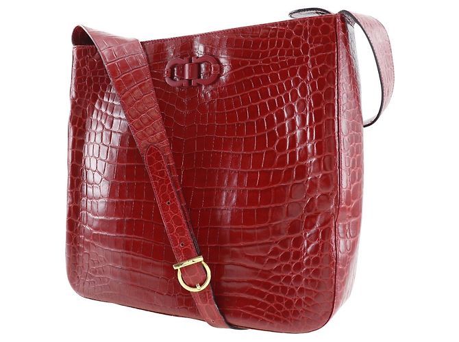 Borsa a Spalla Gancini Salvatore Ferragamo - Pelle Rossa Rosso - vista 2
