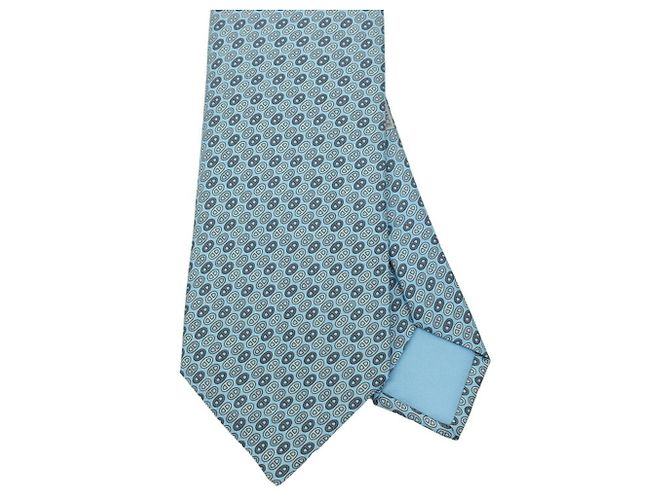 Silk In Hermès Hermes Light Blue Silk Cravat - view 3