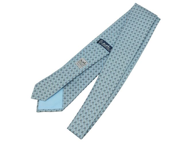 Silk In Hermès Hermes Light Blue Silk Cravat - view 4