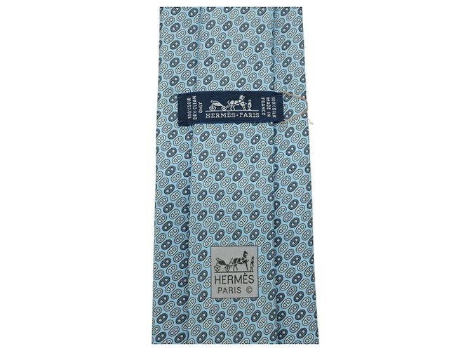 Silk In Hermès Hermes Light Blue Silk Cravat - view 5