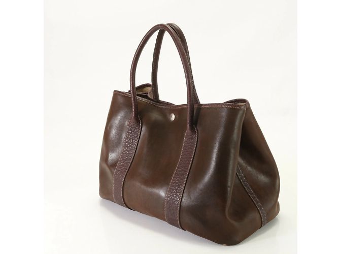 Hermès Borsa a spalla in pelle Hermes Garden PM Marrone - vista 2
