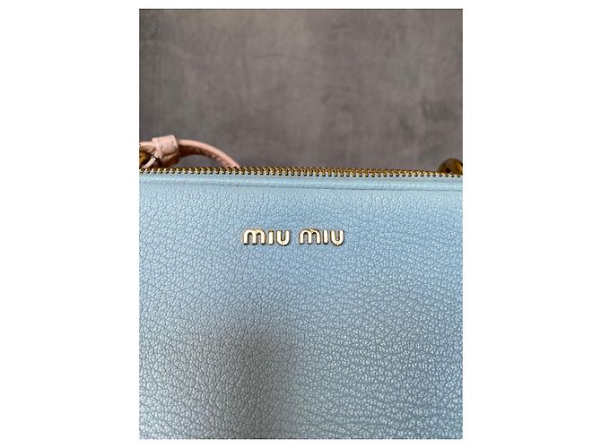 Borsa a spalla Miu Miu Camera azzurro pelle Blu chiaro - vista 14