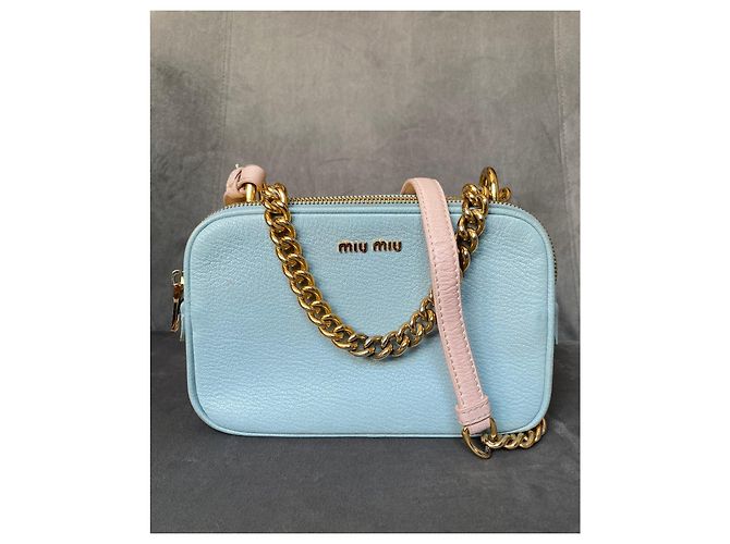 Borsa a spalla Miu Miu Camera azzurro pelle Blu chiaro - vista 2