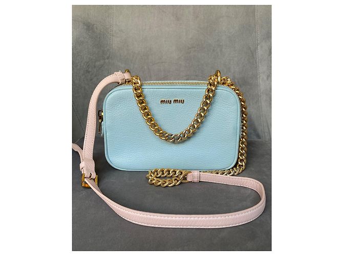 Borsa a spalla Miu Miu Camera azzurro pelle Blu chiaro - vista 3