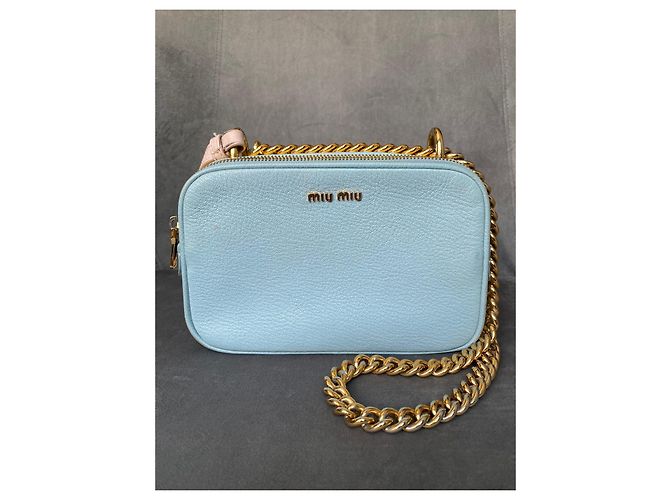 Borsa a spalla Miu Miu Camera azzurro pelle Blu chiaro - vista 4