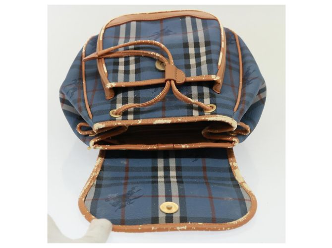 Autre Marque Borsa a spalla Burberrys Nova Check in pelle PVC blu Auth 78851 Beige - vista 10