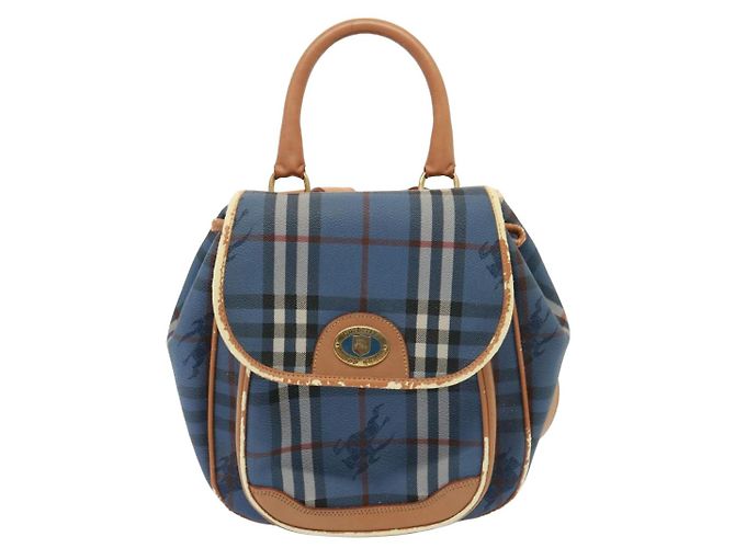 Autre Marque Borsa a spalla Burberrys Nova Check in pelle PVC blu Auth 78851 Beige - vista 13