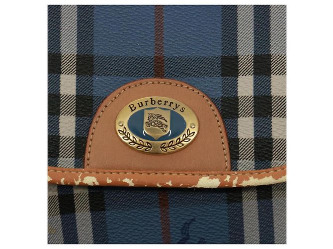 Autre Marque Borsa a spalla Burberrys Nova Check in pelle PVC blu Auth 78851 Beige - vista 19