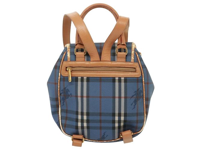 Autre Marque Borsa a spalla Burberrys Nova Check in pelle PVC blu Auth 78851 Beige - vista 2