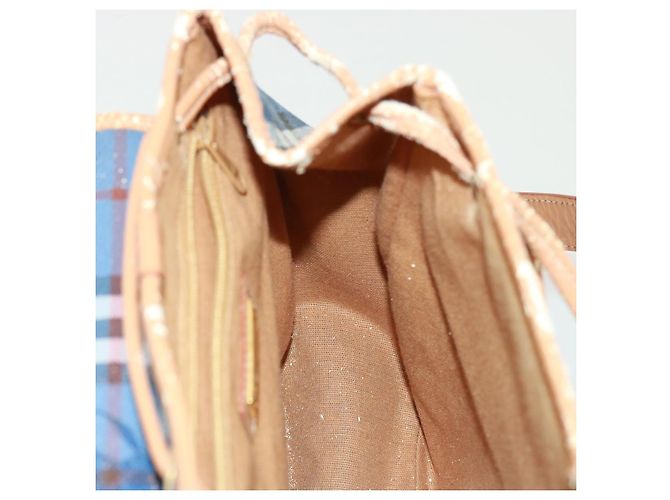 Autre Marque Borsa a spalla Burberrys Nova Check in pelle PVC blu Auth 78851 Beige - vista 21